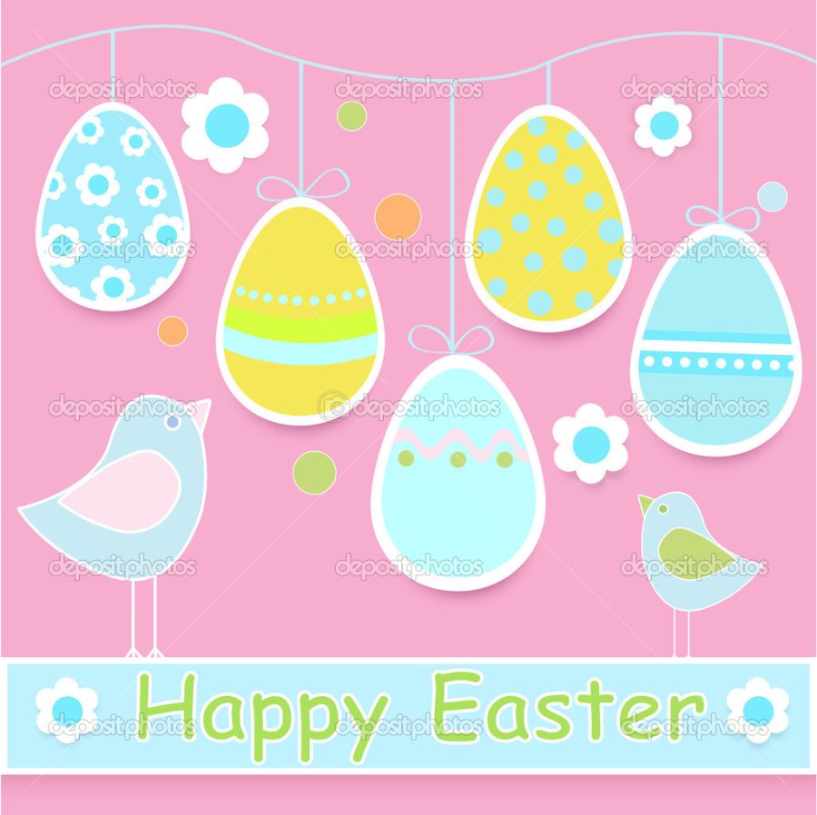 Happy Easter Card with Chicks and Eggs