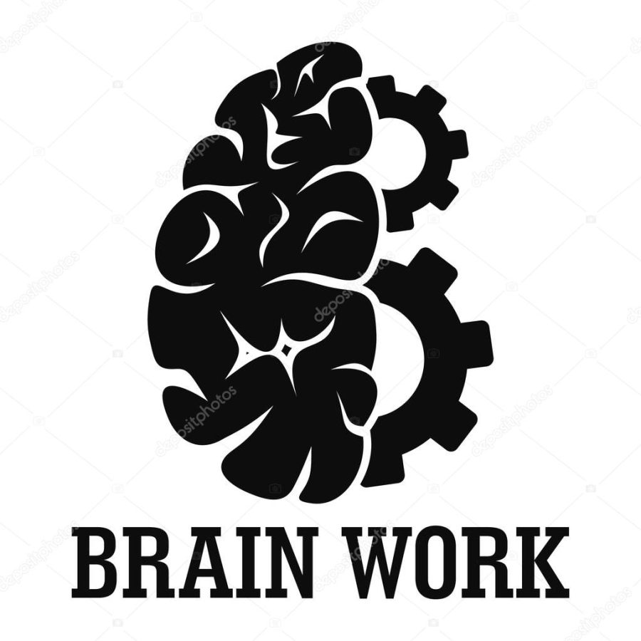 Hard brain work logo, simple style