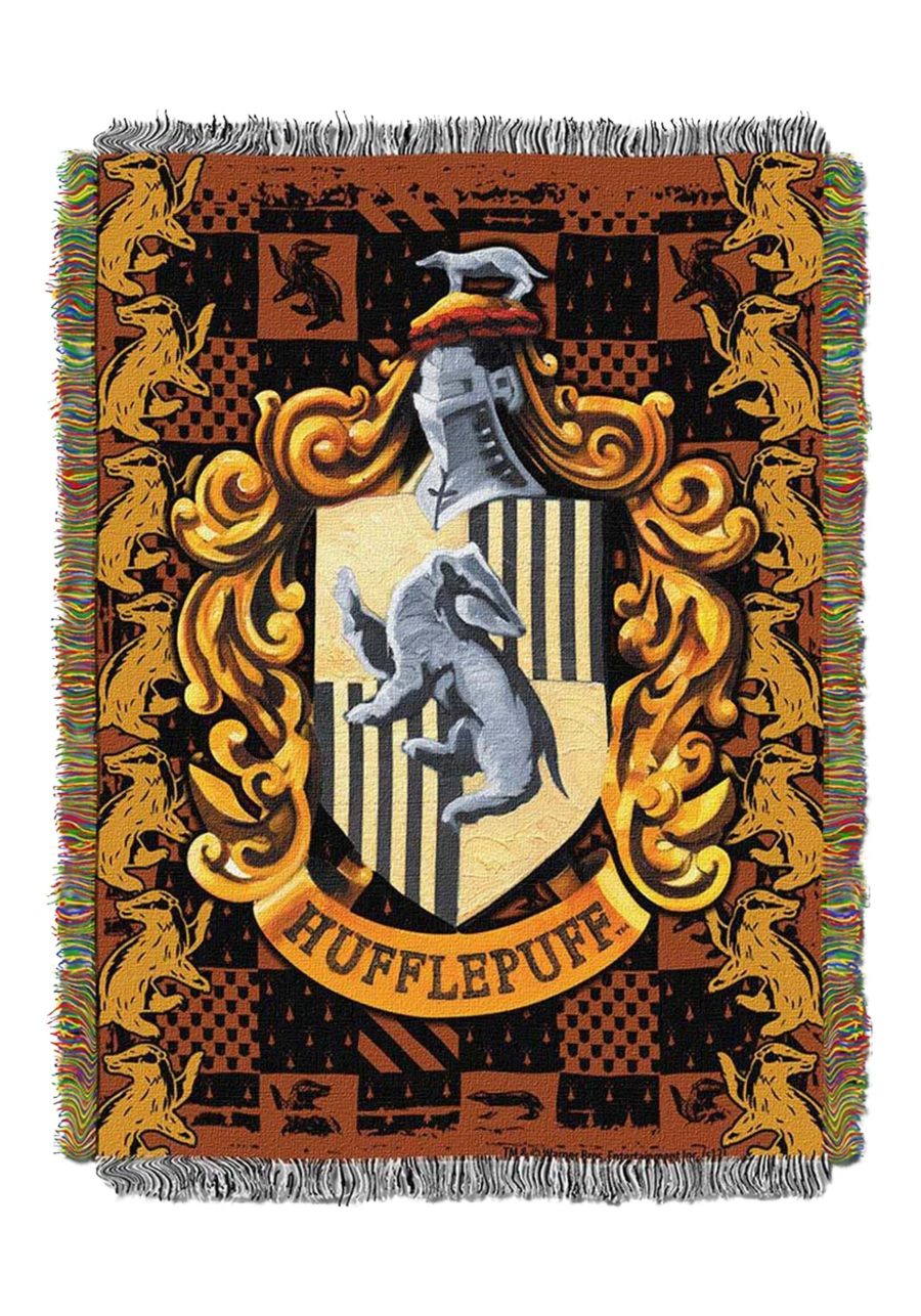 Harry Potter Hufflepuff Shield Woven Throw Blanket Tapestry