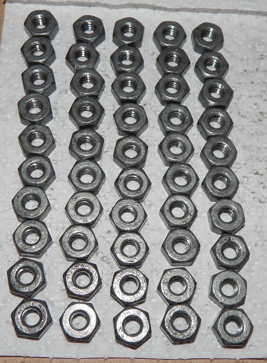 Hex Nuts 1/4" x 20 TPI NC Zinc Coated Coarse Thread 50 To 250 Each PFC HDG 136T