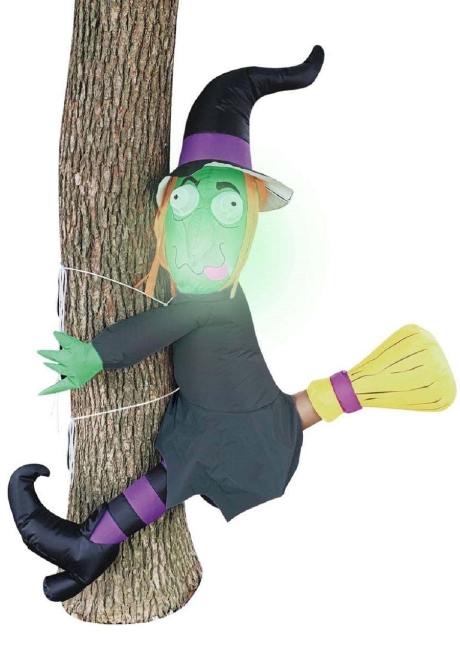 Inflatable 4FT Crashing Witch on a Tree Decoration
