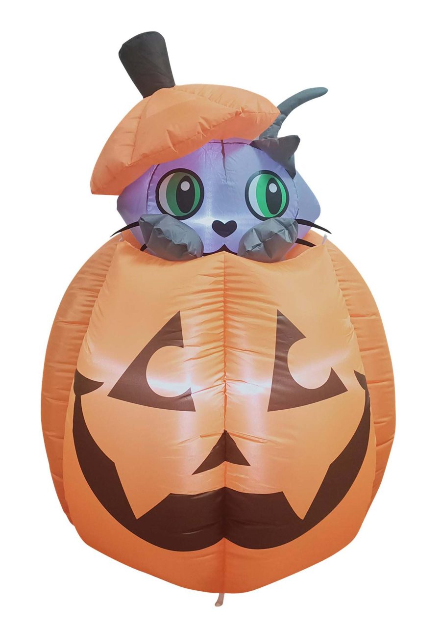 Inflatable 5FT Animated Pumpkin Cat Decoration