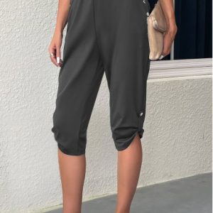 Jogger Pocket Dark Grey Elastic Waist Pants