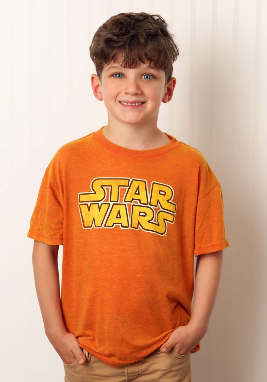 Kid's Star Wars Logo Orange Burnout T-Shirt