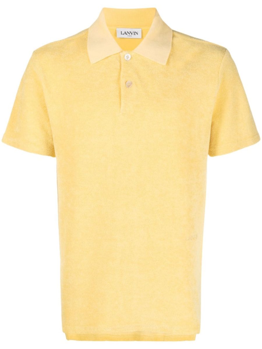 LANVIN Logo Embroidered Detail Short Sleeves Polo Corn