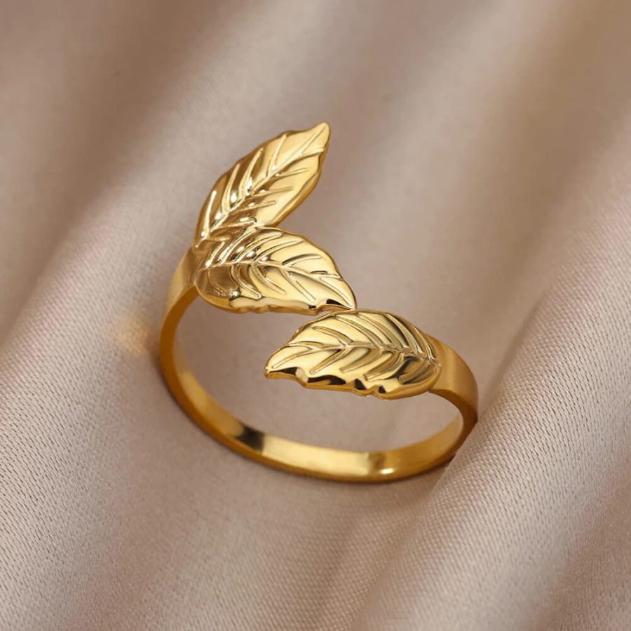 Leafy Gold Color Open Ring
