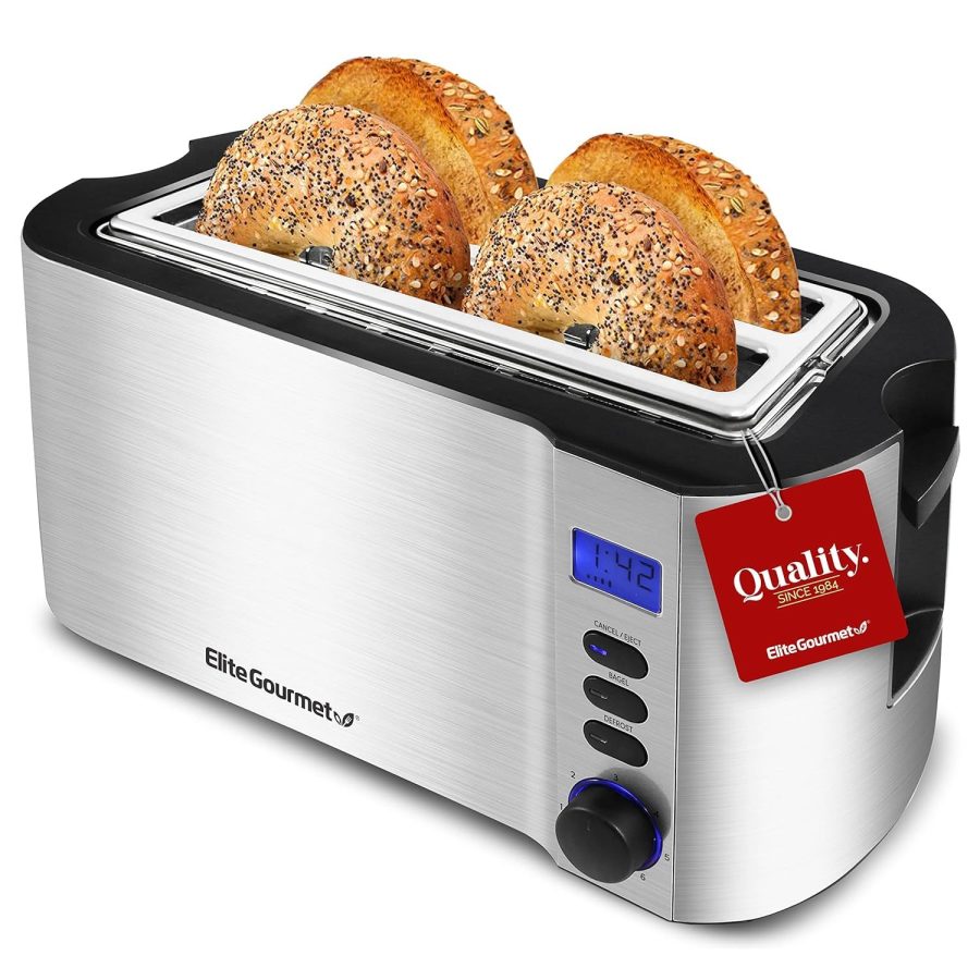 Long Slot 4 Slice Toaster, Countdown Timer, Bagel Function, 6 Toast Setting, Def