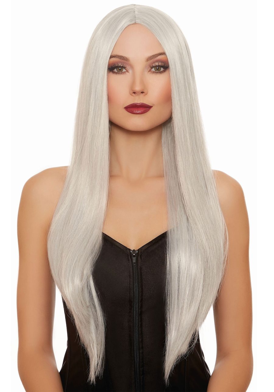 Long Straight: Gray/White Mix Wig