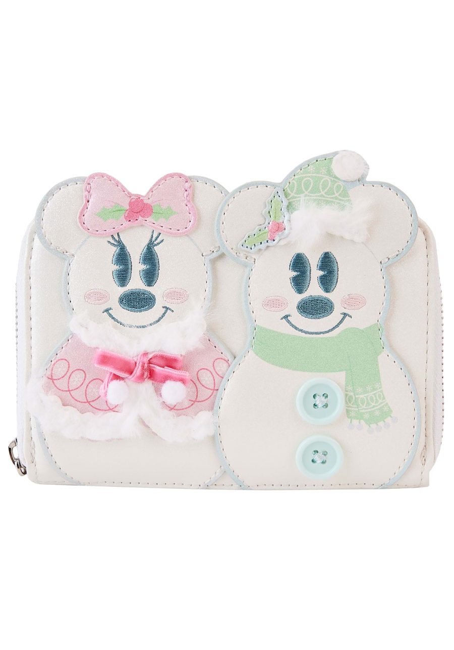 Loungefly Disney Mickey & Minnie Pastel Snowman Zip Wallet
