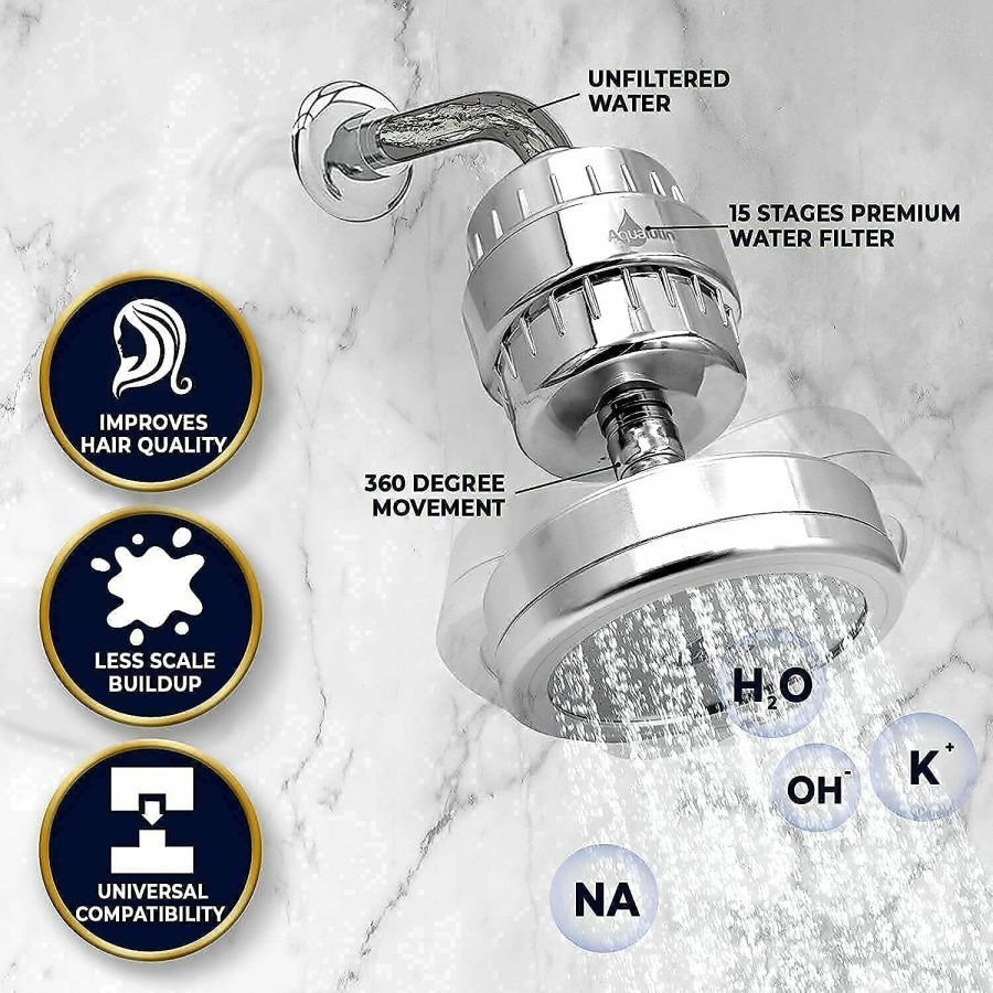 Luxury Filtered Shower Head Set High Pressure Filtration System For Hard Water