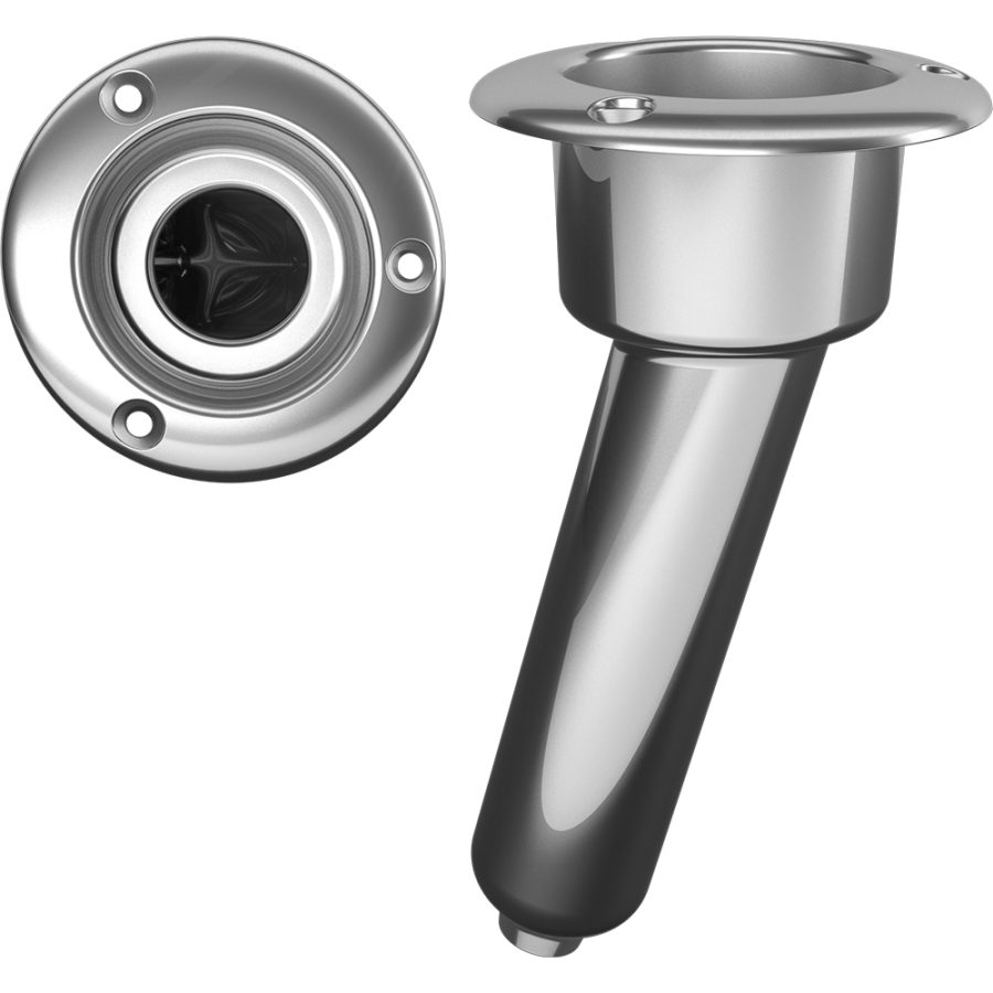 MATE SERIES C1015D STAINLESS STEEL 15° ROD & CUP HOLDER - DRAIN - ROUND TOP