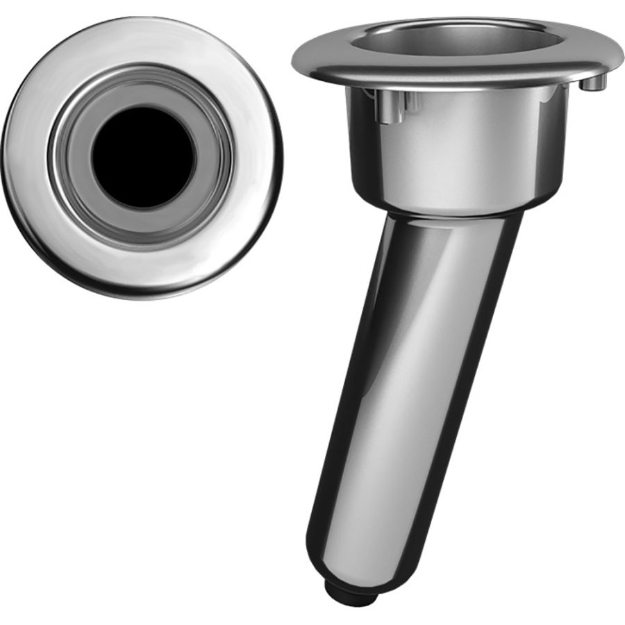 MATE SERIES C1015DS ELITE SCREWLESS STAINLESS STEEL 15° ROD & CUP HOLDER - DRAIN - ROUND TOP