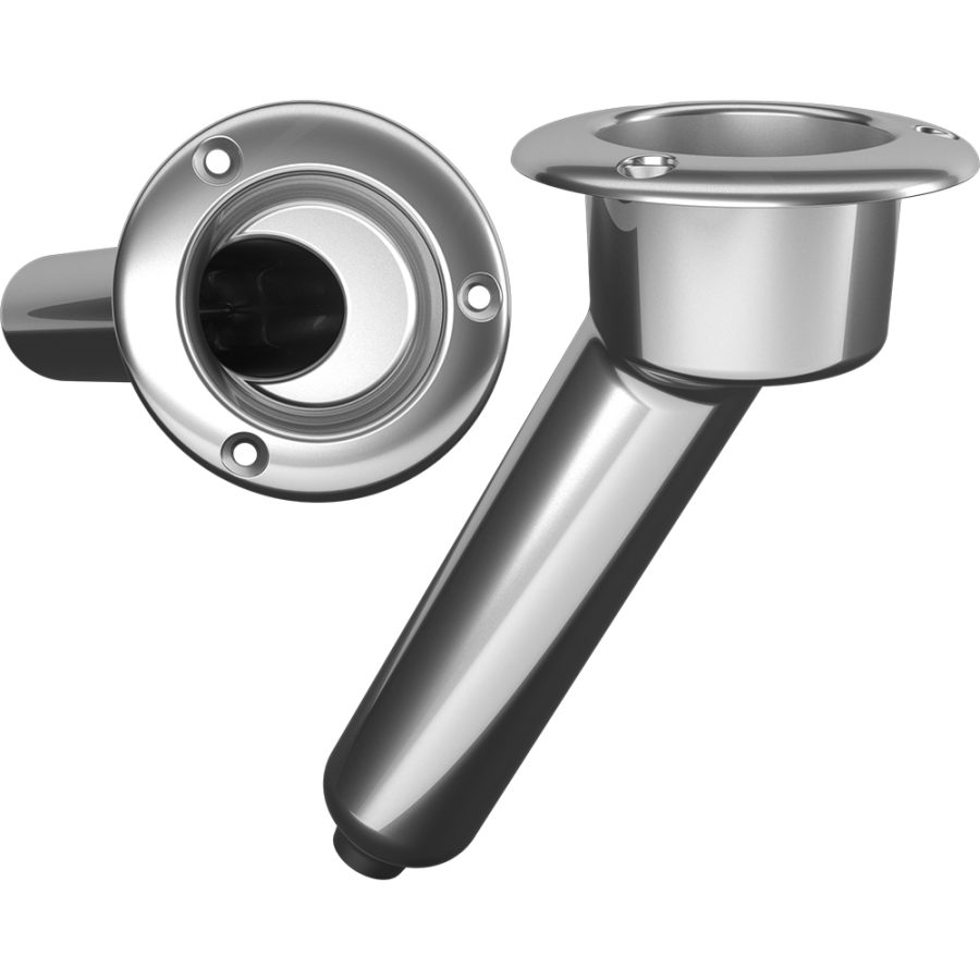 MATE SERIES C1030D STAINLESS STEEL 30° ROD & CUP HOLDER - DRAIN - ROUND TOP