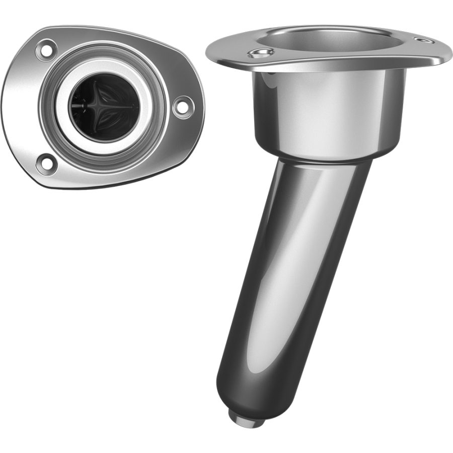 MATE SERIES C2015D STAINLESS STEEL 15° ROD & CUP HOLDER - DRAIN - OVAL TOP