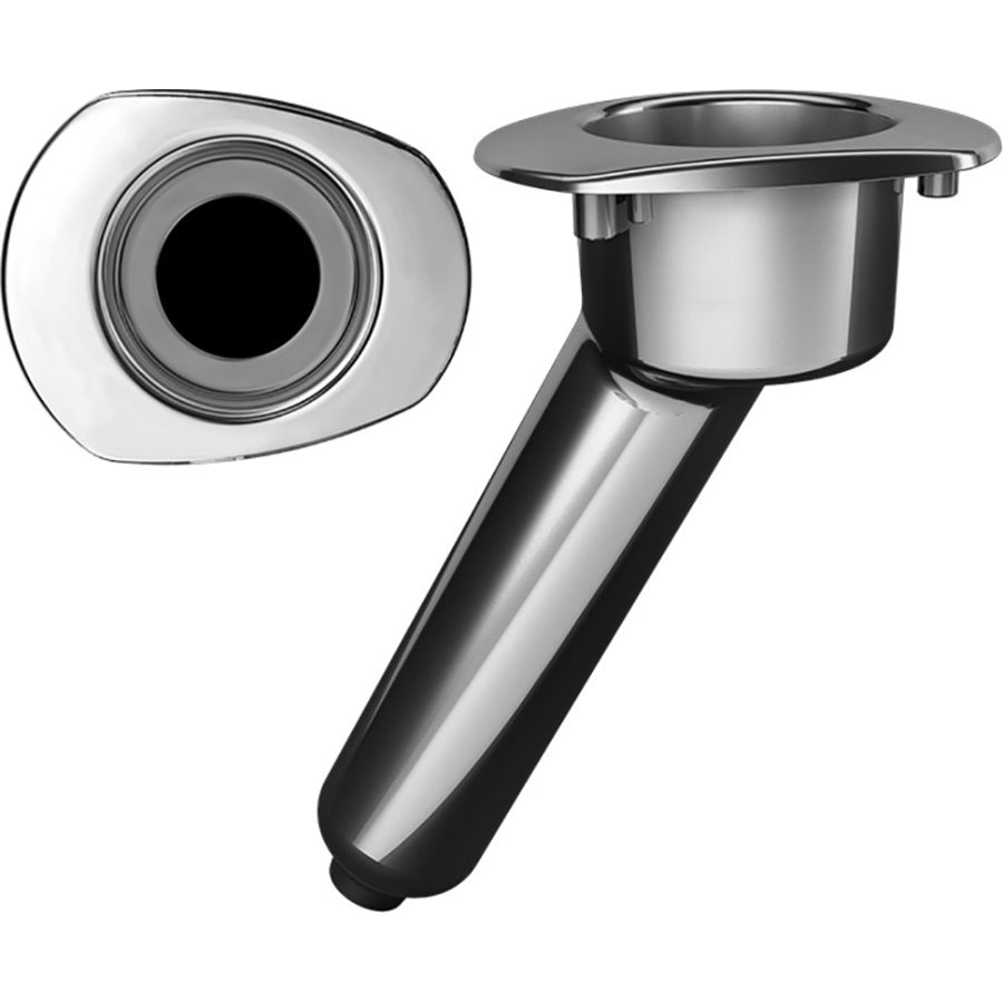 MATE SERIES C2030DS ELITE SCREWLESS STAINLESS STEEL 30° ROD & CUP HOLDER - DRAIN - OVAL TOP