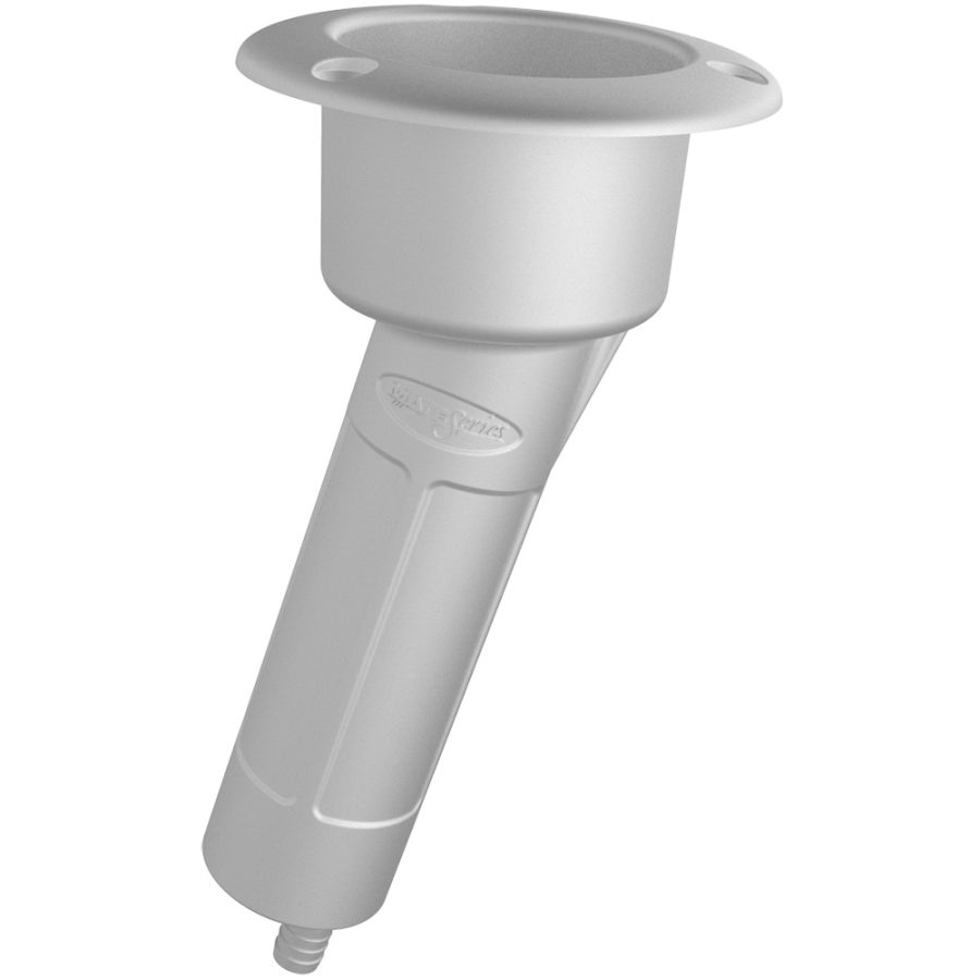 MATE SERIES P1015DW PLASTIC 15° ROD & CUP HOLDER - DRAIN - ROUND TOP - WHITE