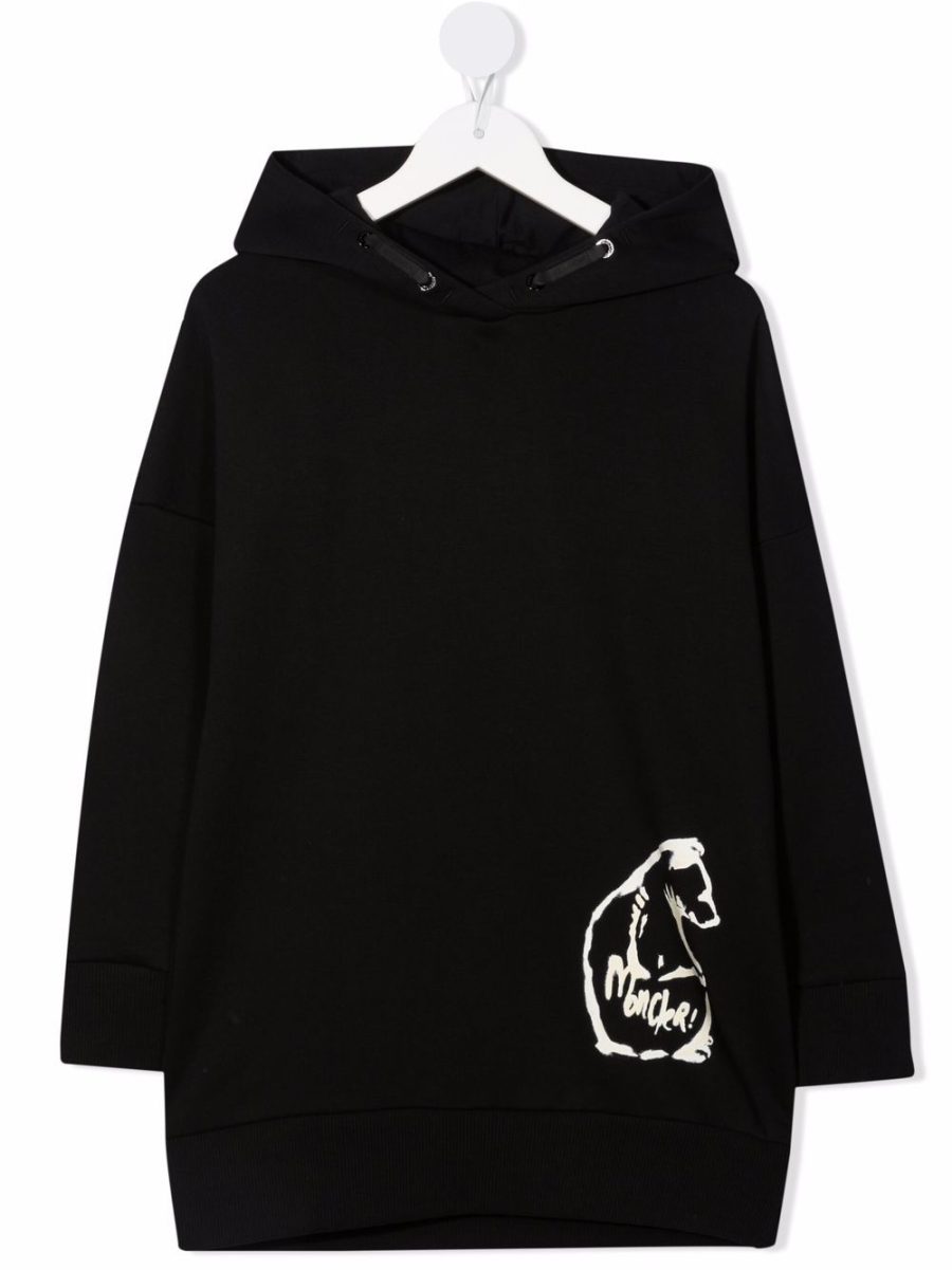 MONCLER KIDS Logo-print cotton hoodie Black