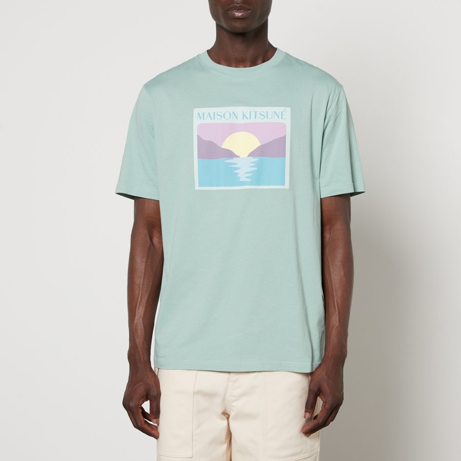 Maison Kitsuné Sunset Postcard Printed Cotton-Jersey T-Shirt - S