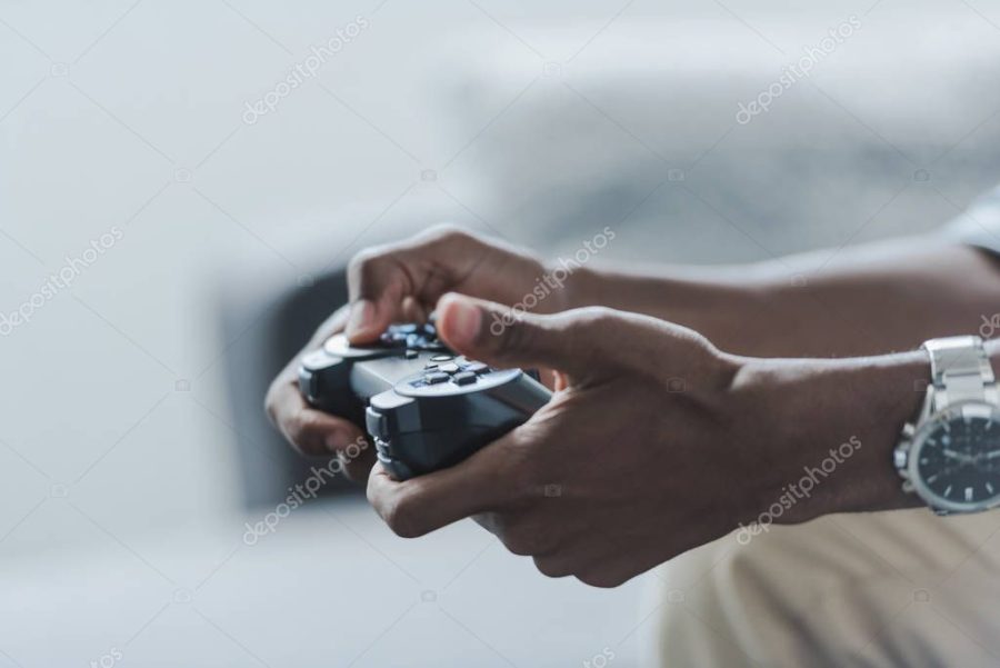 Man playing with joystick
