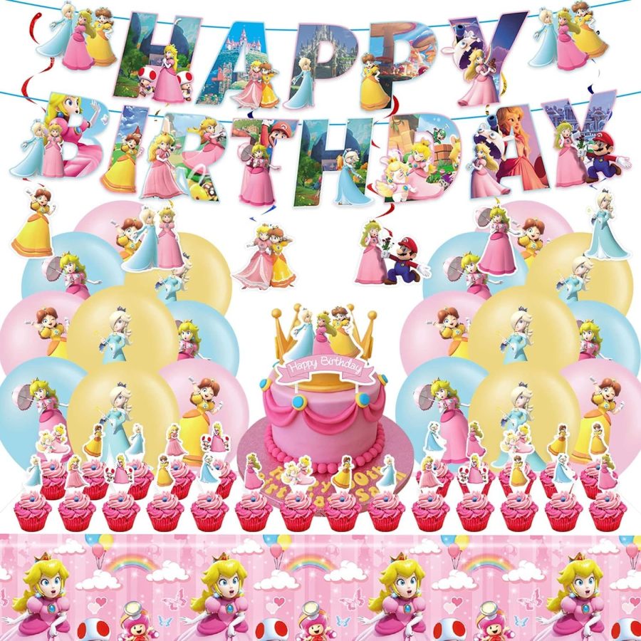 Mario Princess Peach Birthday Party Supplies, Mario Princess Peach Party Decorat