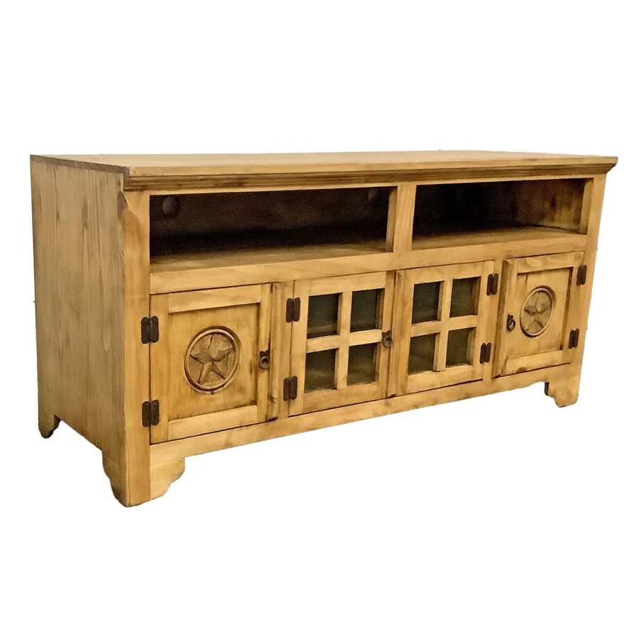 Mexican Rustic Pine Gregorio Star 60 TV Stand
