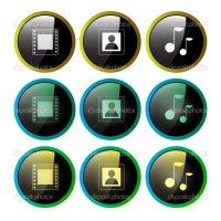 Multimedia icons set - photo and video and music