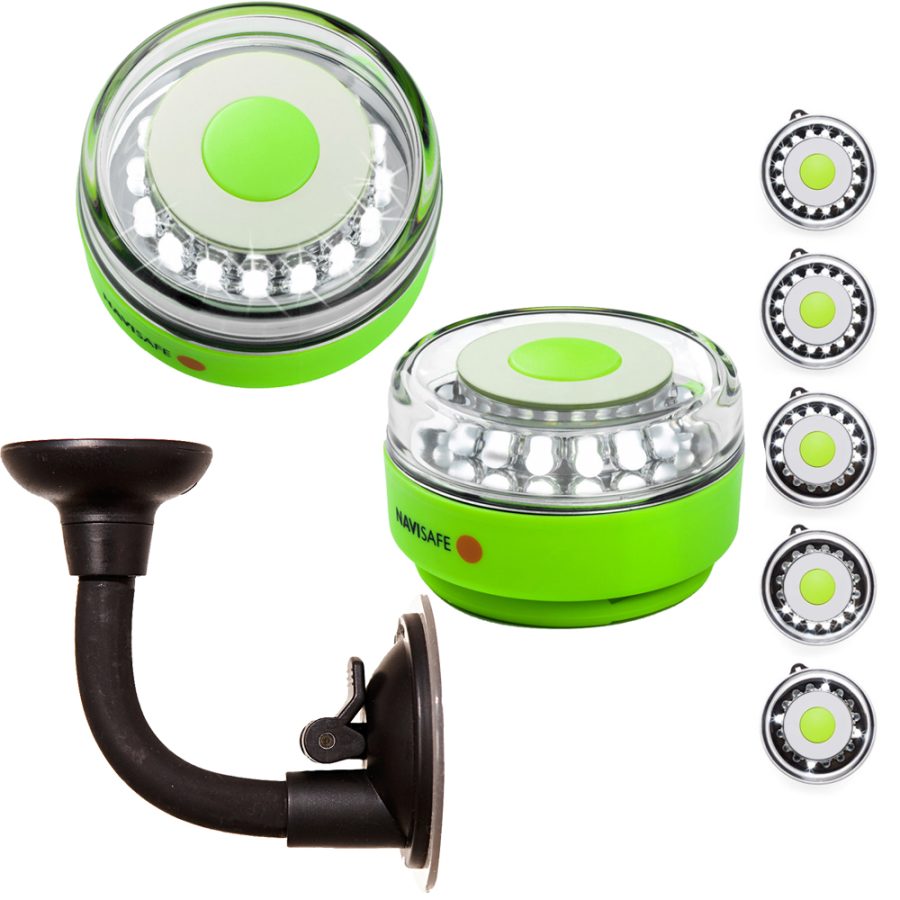 NAVISAFE 010KIT2 PORTABLE NAVILIGHT 360 DEGREE 2NM RESCUE - GLOW IN THE DARK - GREEN WITH BENDABLE SUCTION CUP MOUNT
