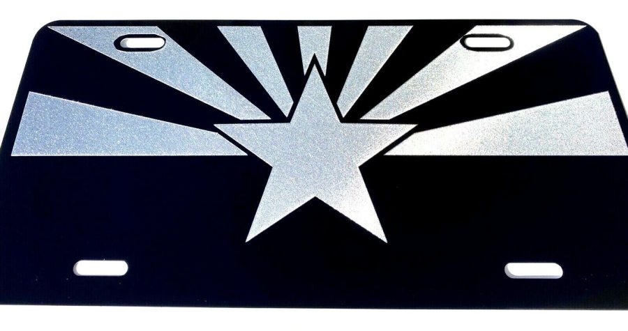 NEW Arizona State flag Diamond Etched Engraved License Plate Car Tag Gift