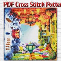 Nature 4 Seasons Summer Winter Counted PDF Cross Stitch Pattern Needlework DIY