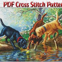 Nature Playing Dog Pet Animals Friend Counted PDF Cross Stitch Pattern