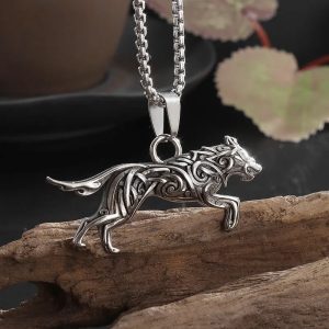 Nordic Running Wolf Necklace