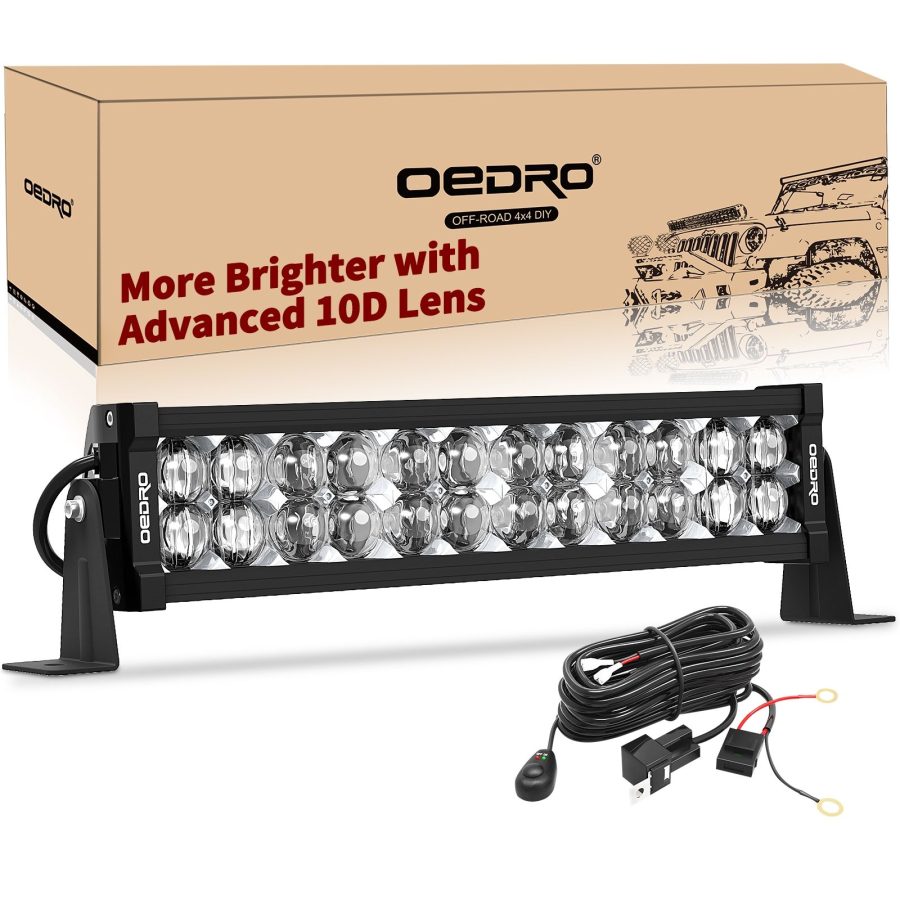 OEDRO 16" 175W 19250LM LED Light Bar Spot Flood Combo Work Light with 9.85ft Wiring Harness