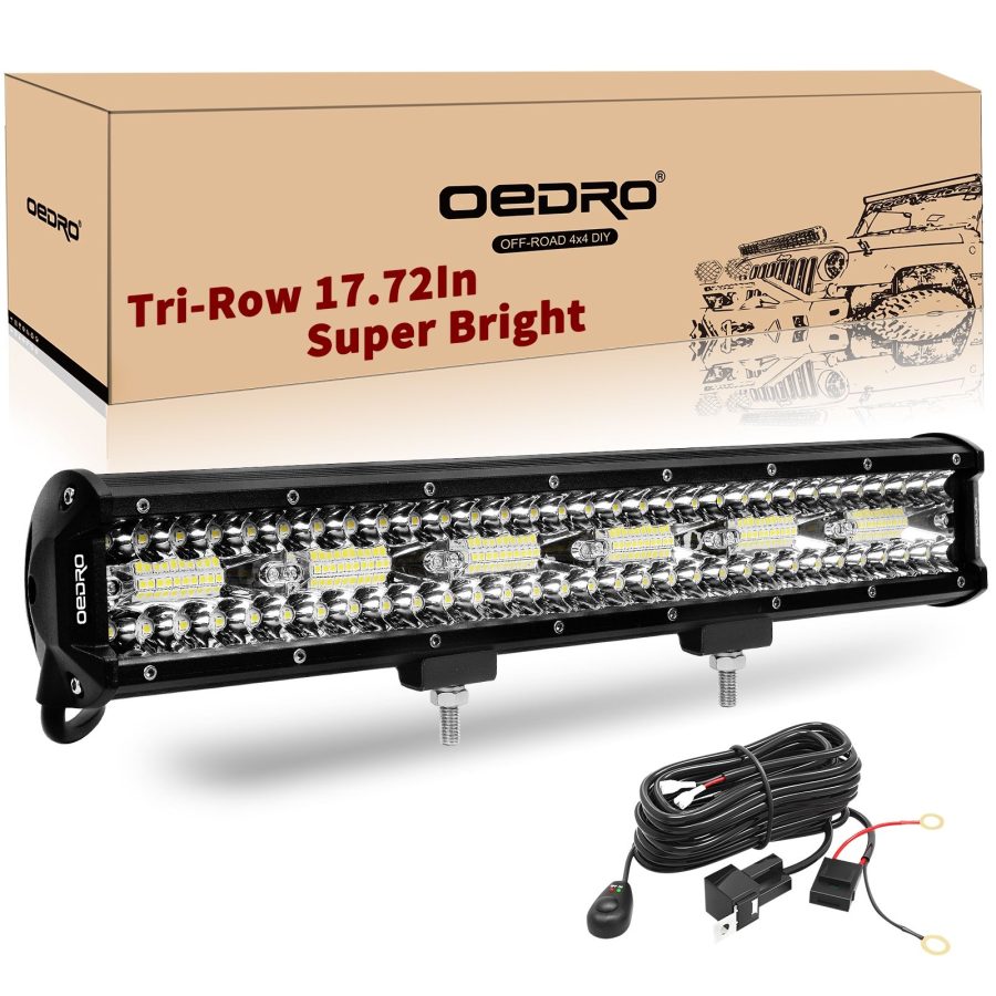 OEDRO 17" 468W Tri-Rows LED Light Bar Led Work Lights + Wiring Harness