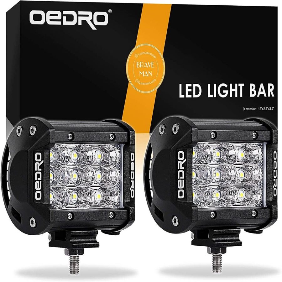 OEDRO 2Pcs 27W 4 Inch LED Light Pod, Off Road Tri-Rows LED Light Bar Waterproof LED Fog Driving Light Spot Light