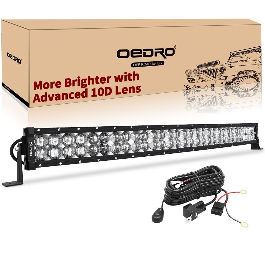 OEDRO 32" 480W Curved LED Light Bar Spot & Flood Combo Beam with Wiring Harness