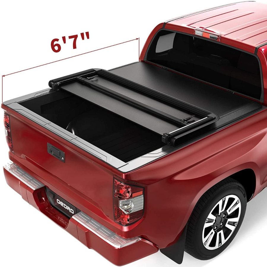 OEDRO? Upgraded Soft Tri-fold Truck Bed Tonneau Cover for 2014-2021 Toyota Tundra with 6.6ft Bed, Fleetside