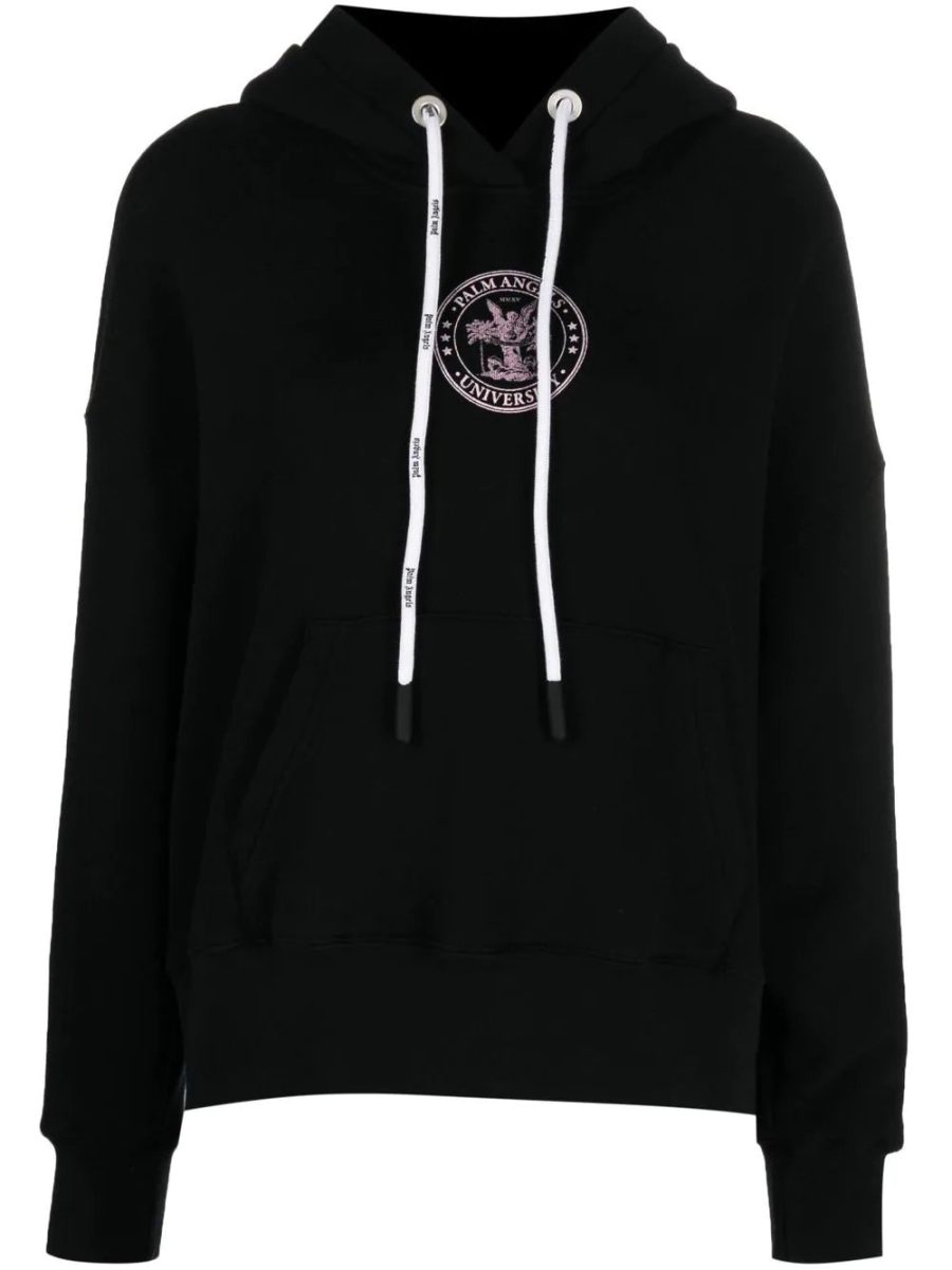 PALM ANGELS WOMEN College Classic Hoody Black/Coral