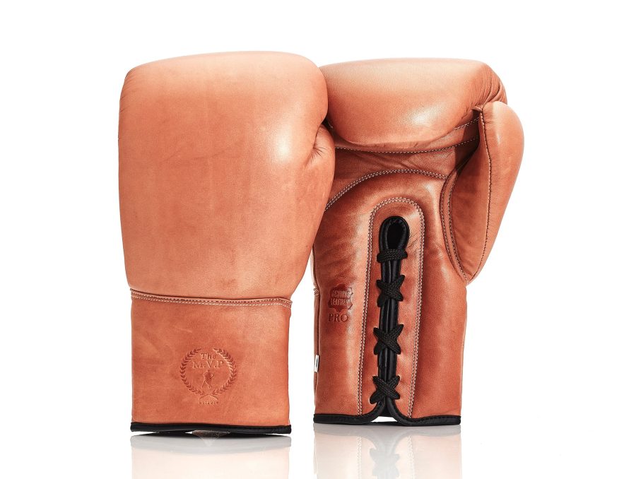 PRO Deluxe Tan Leather Boxing Gloves (Lace Up)