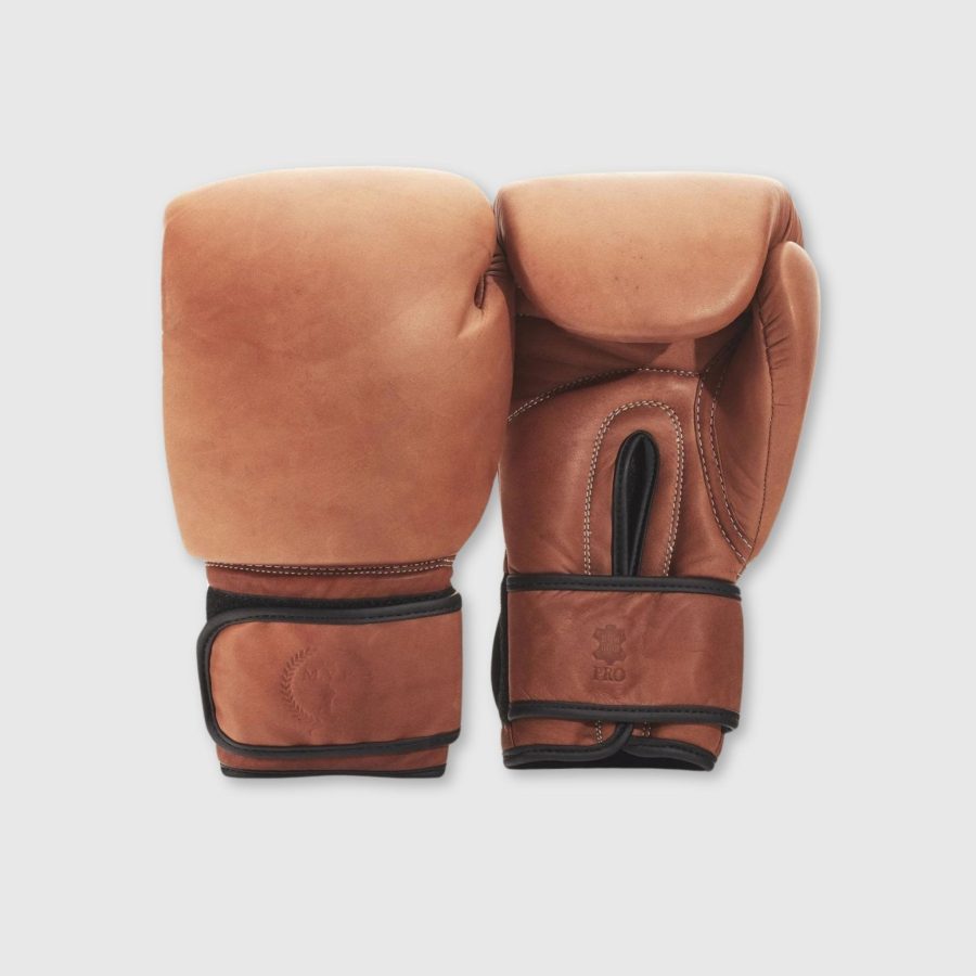 PRO Deluxe Tan Leather Boxing Gloves (Strap Up)