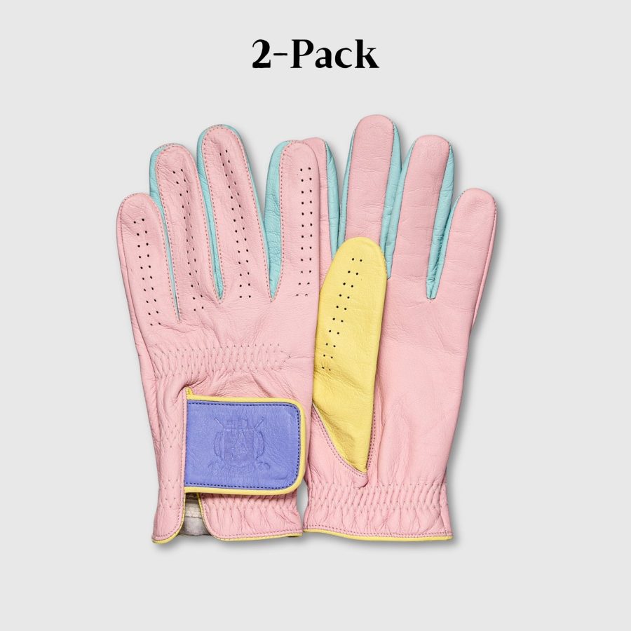 PRO Pastel Cabretta Leather Golf Gloves - Pink (2 Pack)
