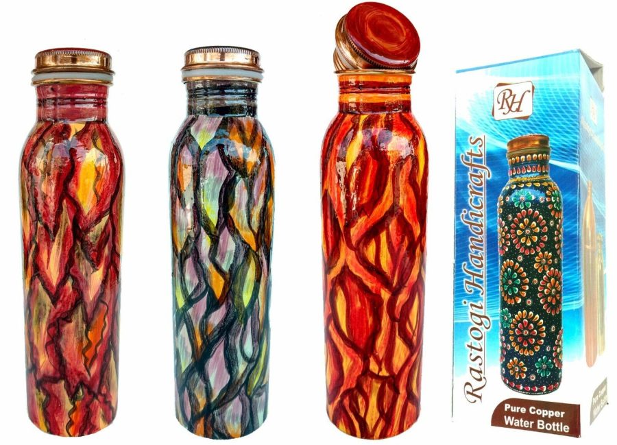 PURE COPPER WATER BOTTLE ROOT DESIGN GOOD FOR AYURVEDA HEALTH JOINT LESS TUMBLER