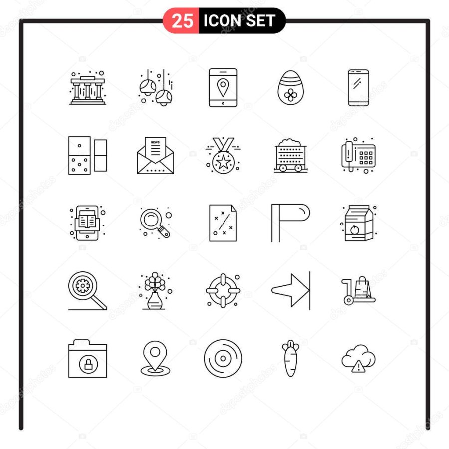 Pack of 25 creative Lines of mobile, phone, location, egg, easter Editable Vector Design Elements