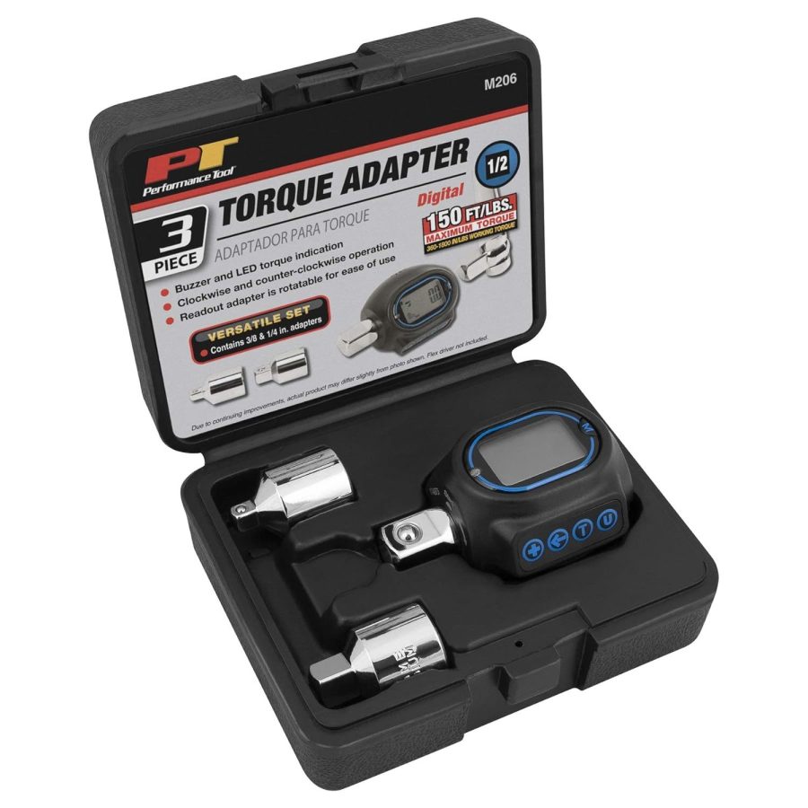 Performance Tool M206 Digital Torque Adapter (1/2'' Drive & includes adapters fo