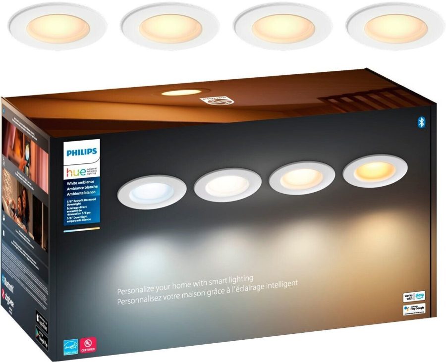 Philips Hue White Ambiance LED Smart 5/6" Recessed Downlight - 4 Pack