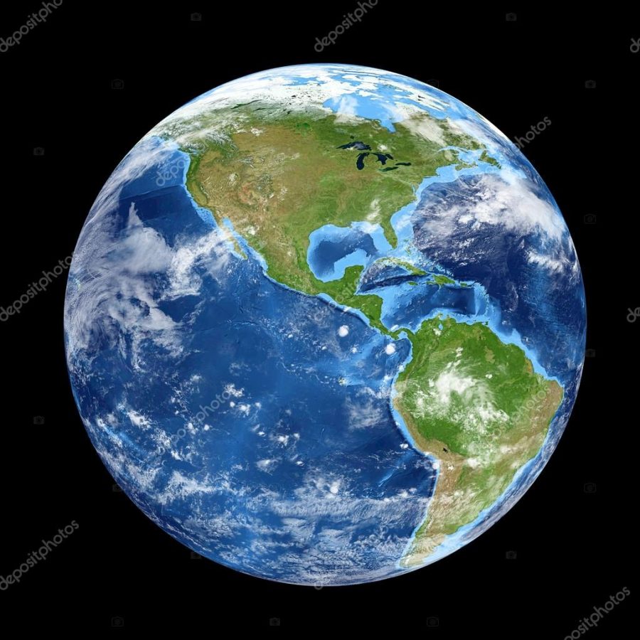 Planet Earth from space showing North & South America, USA. Worl
