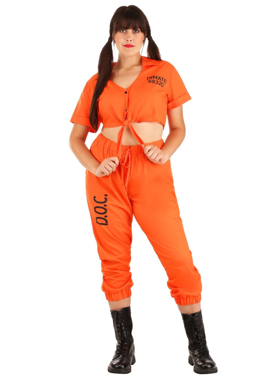 Plus Size Orange Inmate Prisoner Women's Costume