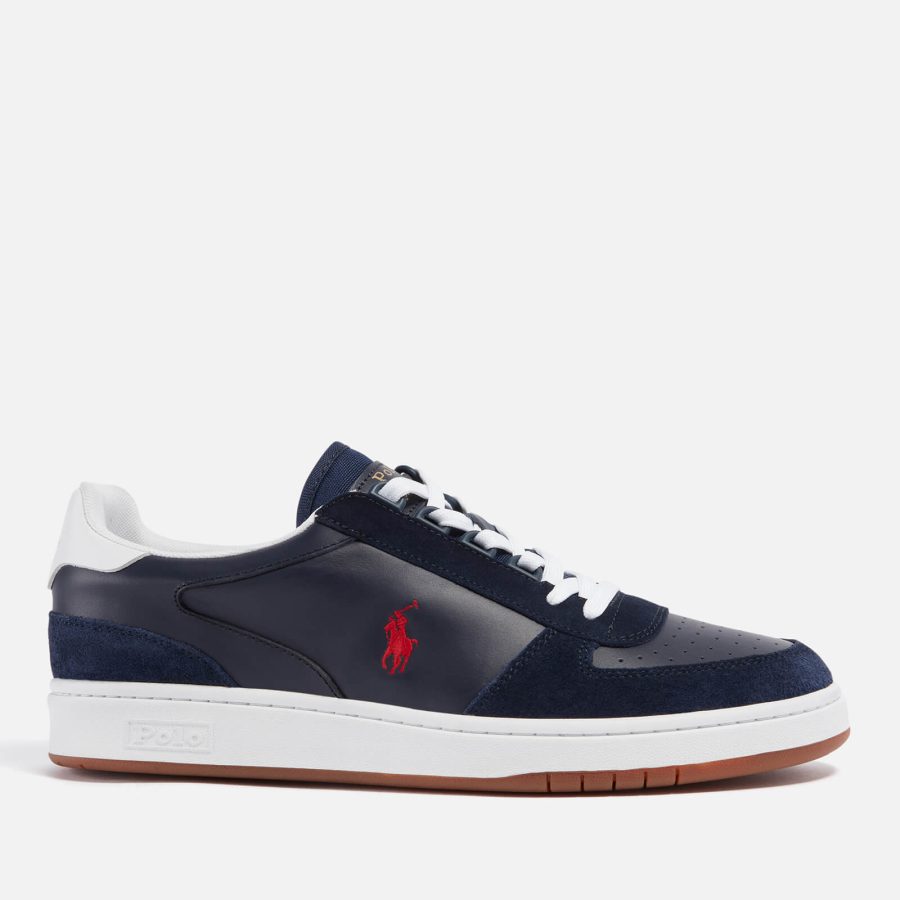 Polo Ralph Lauren Men's Polo Court Leather/Suede Trainers - Newport Navy/RL2000 Red - UK 9