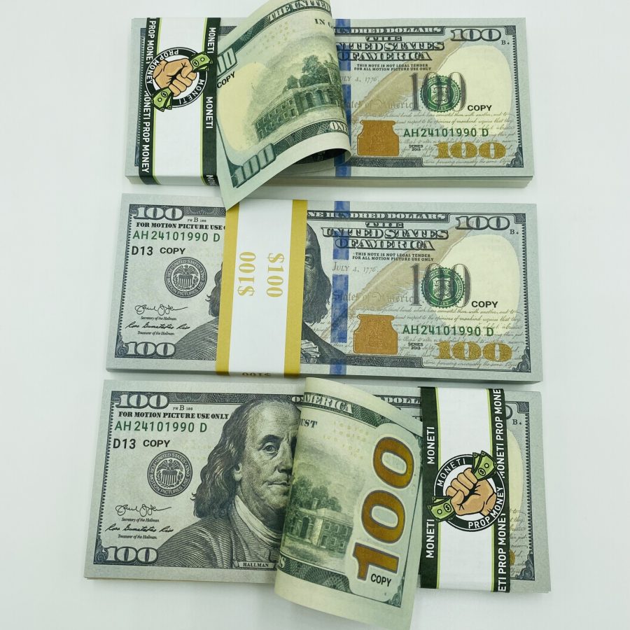 Prop Money Real Size Full Printed Double Sided New Ages Stack 25 Pcs $100