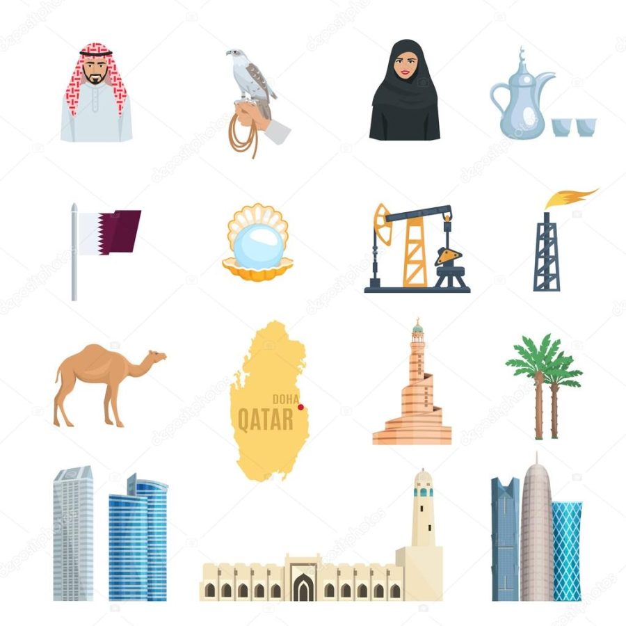 Qatar Flat Icons Set