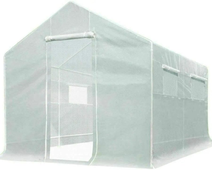 Quictent 8x10 Backyard White Greenhouse, Zipper Doors, Portable